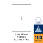 MAYSPIES 09 00 26 LABEL FOR INKJET / LASER / COPIER 100 SHEETS/PKT WHITE 210X297MM